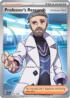 Ultra rare Pokémon card Professor's Research [Professor Turo] 241/198 from Scarlet & Violet expansion